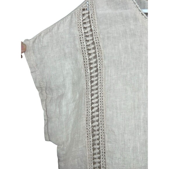 Alessia Pacini 100% Linen Cap Sleeve Shirt Womens L Blush Italy Retro Minimalist - Picture 5 of 12